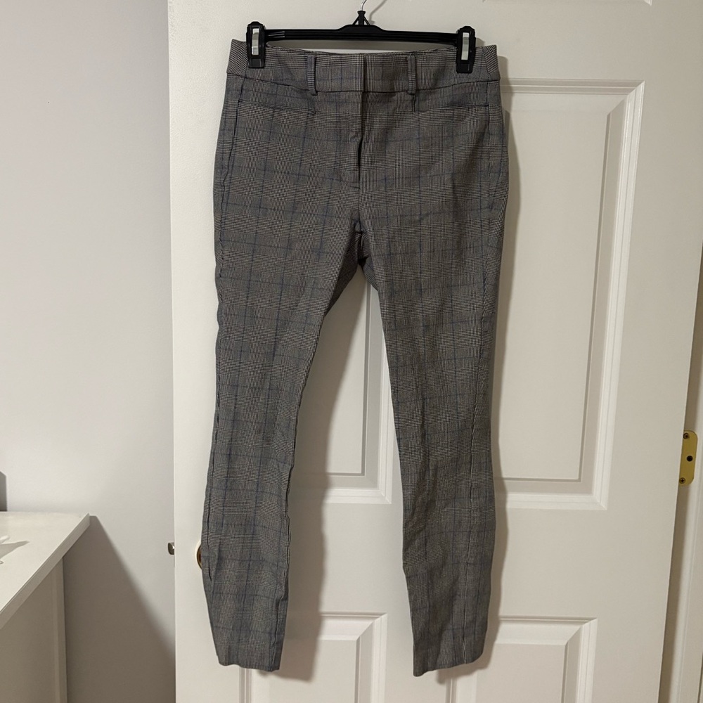 LOFT Women's Gray Plaid Dress Pants